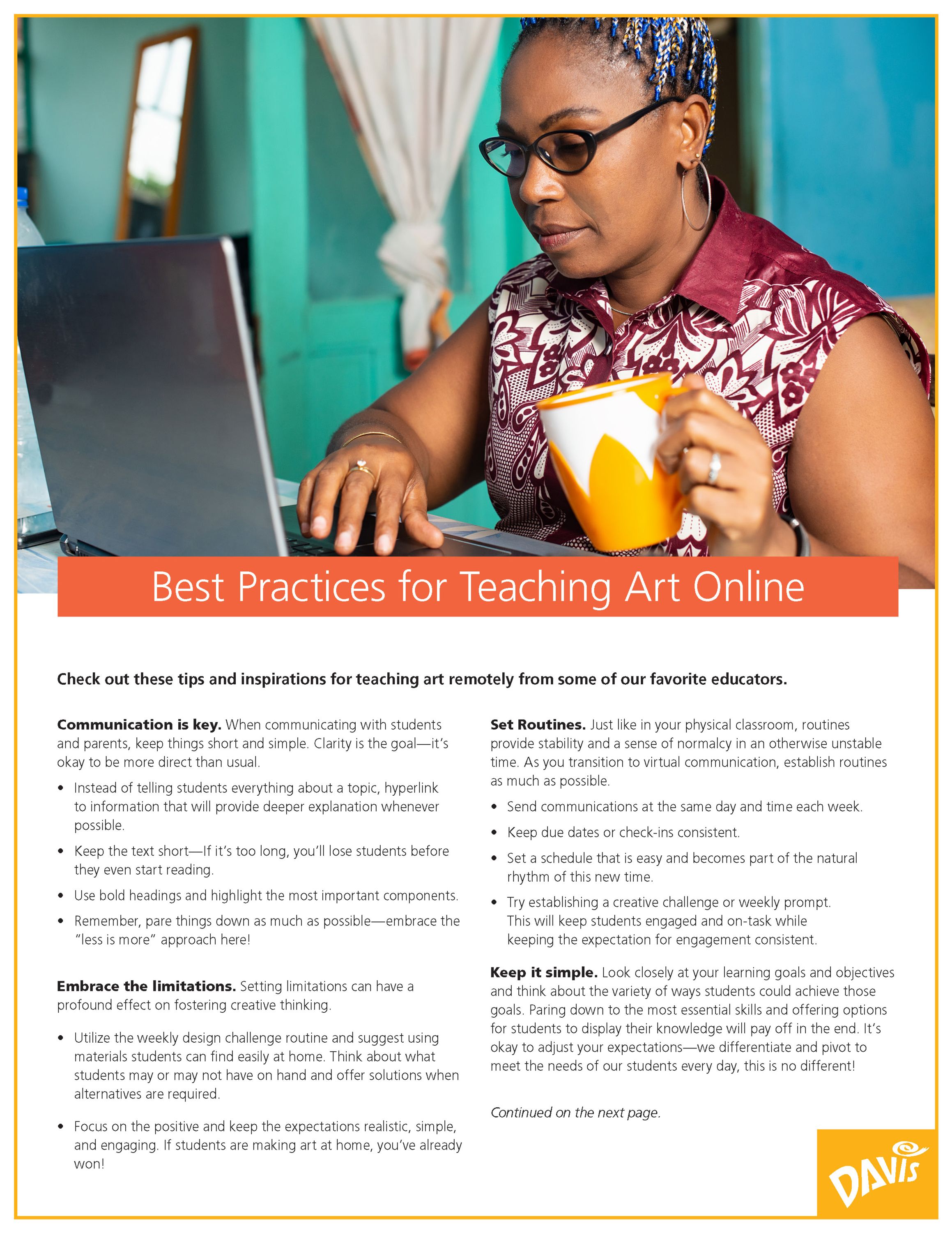 Best Practices for Teaching Art Online Davis Publications